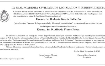 Acto de ingreso de D. Jesús García Calderón en la Academia Sevillana